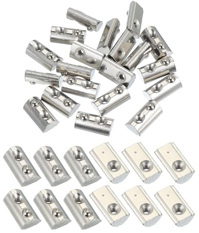 PATIKIL 3030 Series M4 t Slot Nuts, 20pcs Roll-in Spring Ball Loaded Elastic Nuts with 7.5mm Slot for Aluminum Extrusion Profile Rail 3D Printer, Silver