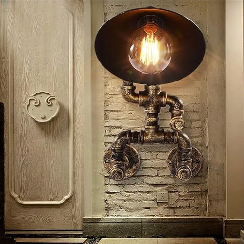 Victoria Water Pipe Wall Sconce Lampada da parete industriale in ferro retrò con robot Lampada da parete antica in tubo di metallo di rame invecchiato punk a vapore