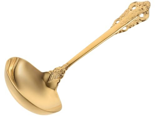 BEBEMOKO Louche De Service Acier Inoxydable Doré Louche à Soupe Ergonomique Résistante Et Antirouille Pour Cuisine Et Service