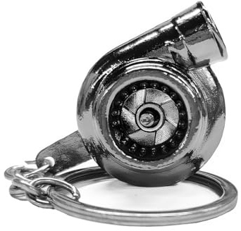 ZNDAW Turbo-Schlüsselanhänger, kreativer Metall-Turbolader-Schlüsselanhänger, Mini-Turbine, Autoteil, Schlüsselanhänger (schwarz)