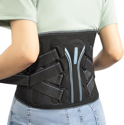 HONGJING Rückenstützgurt mit bionischer Unterstützung zur Linderung von Rückenschmerzen, atmungsaktive 3D-Lendenwirbelstütze mit Seilzugsystem und 7 Stäben, geeignet für Männer und Frauen (L)