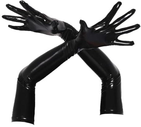 TSSOE Women's PVC Leather Long Gloves Stretchy Opera Length Finger Gloves Party Dress Up