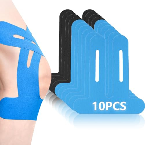 Gudemoore 10 parches para rodilla, estabilización de rodilla para deporte, apoyo duradero, para aliviar el dolor de la artrosis y el dolor de rodilla, 6 azules y 4 negros