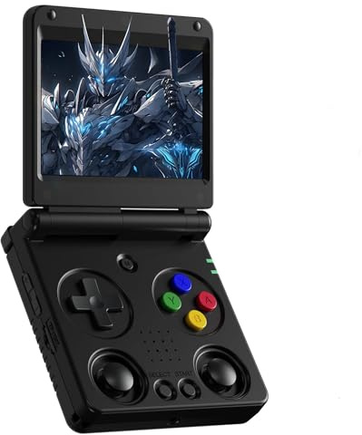 RG34XXSP Retro Handheld Spielekonsole Dual Card Slot 64+256G mit eingebauten 11471+ Retro Spielen, Tragbare Videospielkonsole Linux System, 3.4″ IPS Bildschirm, 720*480, 3D Dual Joysticks (Schwarz)