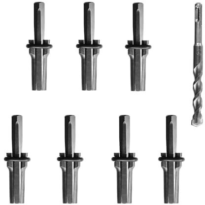 7 Pack Rock Splitting Wedges (5/8 Inch) with 1 Rotary Hammer Drill Bits - Heavy Duty Stone Splitter Kit, Rock Hounding Equipment & Rockhounding Tools for Granite, Concrete