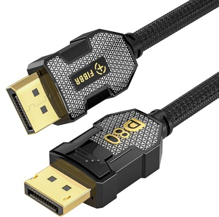 FIBBR 80Gbps DisplayPort Cavo 2M, [VESA Certified] Displayport 2.1 Cavo di Rame, 16K@60Hz 8K@240Hz 4K@540Hz, Supporto 3D, HDR, Compatibile per Monitor da Gioco, RTX 5090, RX 9070