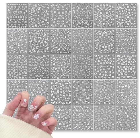 ZORVYN 30 Pezzi Adesivi per Unghie 3D Autoadesivi Decorazioni Floreali Bianche per Nail Art Accessori per Design Unghie (bianco)