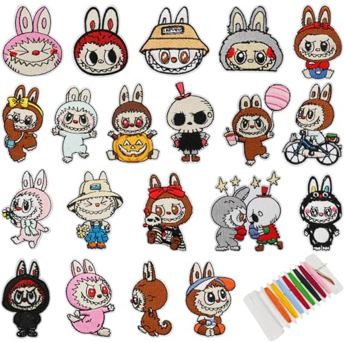 Flicken zum Aufbügeln Kinder, 20 Stück Patches zum Aufbügeln Set, Bügelflicken Kinder, Aufnäher Kinder, Aufbügelflicken für Kleidung Jacken Rucksäcke Jeans Patches