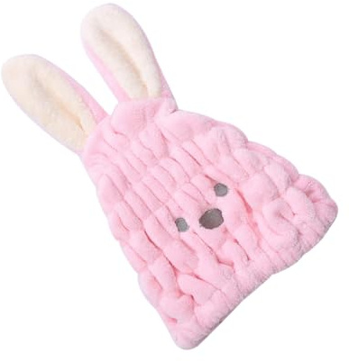 Haartrockenhaube Schnell Trocknend mit Hasenmotiv, Saugfähig, Kinder | Polyester, Rosa, für Baden und Haarewaschen, Frizz und Spliss, Niedliches Tiermuster Zufällige Farbe