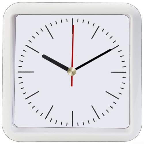 Orologio da parete impermeabile per ambienti umidi, montaggio senza fori, design elegante per la casa e l'ufficio (bianco)