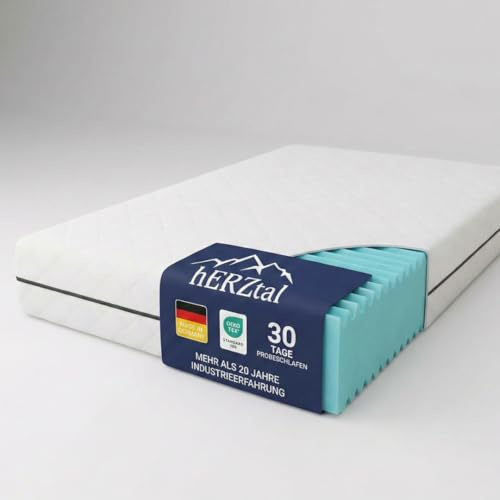 hERZtal 7-Zonen Kaltschaummatratze 180x200 cm 21 cm – Wendematratze H4/H5 Orthopädische Komfortmatratze für Rücken- & Seitenschläfer