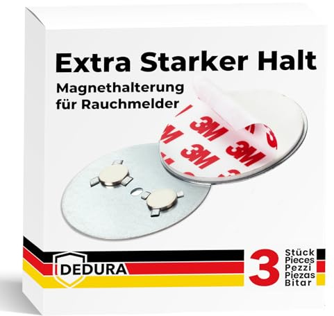 Rauchmelder Magnethalter 3er Set mit extra starken Klebepads – ohne Bohren und Schrauben – Magnethalterung Ø 50mm geeignet für alle gängigen Rauchmelder und Feuermelder – Selbstklebende Befestigung