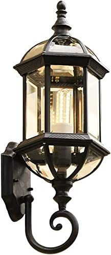 XANAYXWJ Antik 22 tums aluminium vägglampa för trädgård uteplats Utomhus vägglampa med glasljus Landskapslampa för ytterdörr Innergårdsdekor inomhus vägglampa