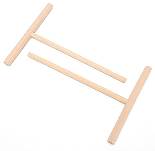 Bewinner Esparcidor de Masa para Panqueques de Madera en Forma de T, Paquete de 2 para Hacer Crepes y Tortillas, Espátula Esparcidora de Crepes de Madera Suave para Sartenes de Fondo Plano,