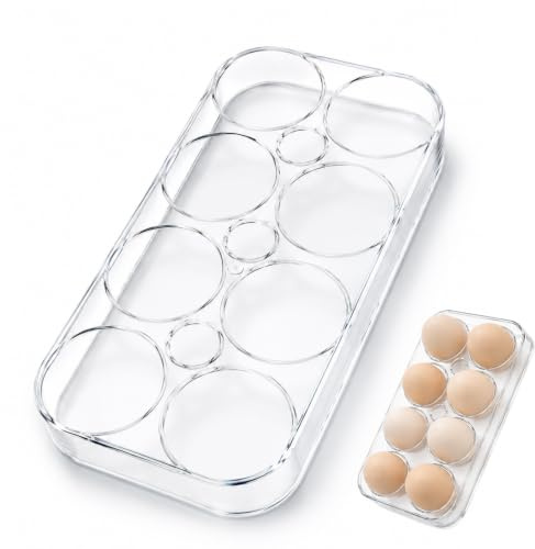 1 pieza Huevera para frigorífico, recipiente para huevos transparente que ahorra espacio, organizador para guardar huevos ordenadamente, fácil de limpiar y usar