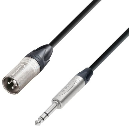 Adam Hall Cables 5 STAR BMV 0150 - Mikrofonkabel, Neutrik 3-Pol XLR male auf 6,3mm Klinkenstecker stereo, schwarz, 1,5m
