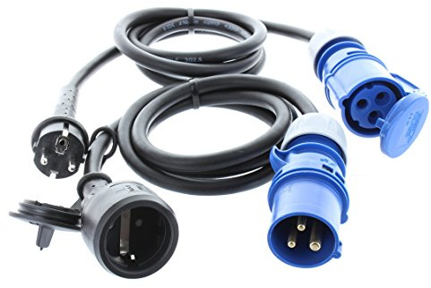 BTEC 2er Spar-Set Campingstromadapter 16A CEE - Schuko 230V | Stromverteiler für Caravan Wohnmobil Landstrom Einspeisung Stellplatz Adapterlösung robust kompakt Outdoor Reise