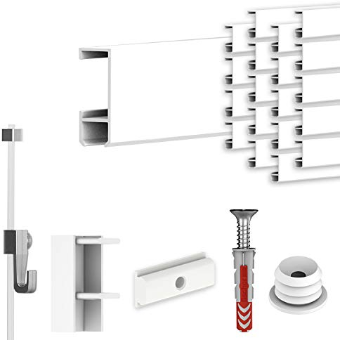 hang-it Komplettset - Galerieleisten Bilderleisten - 40 Meter inkl. Bilderhaken, Seile und Montagematerial