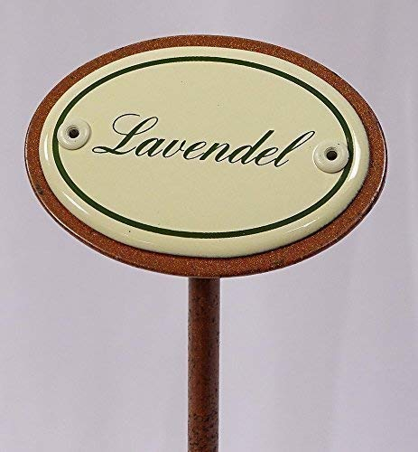 linoows Kräuterschild Kräuterstecker Emaille, Lavendel, Erdspieß 25 cm