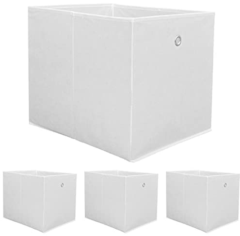DuneDesign 4 Cajas de Almacenamiento para Kallax - 33x38x33 Cestas de Tela con Asa - Cubo Plegable