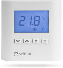 Seitron TAD022 termostato ambiente digitale a 24V con display digitale e controllo intelligente e remoto della temperatura, montaggio a parete e batteria inclusa