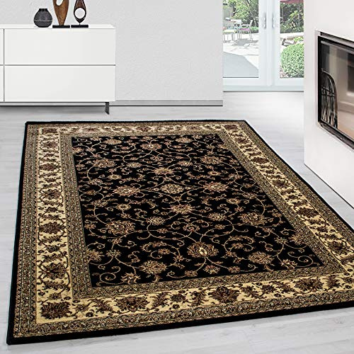 Teppium Kurzflor Teppich Wohnzimmer 200x300 (200 x 290 cm) Schwarz - Vintage Orientteppich Waschbar, Orientalisch Design, Pflegeleicht, Weich - Ideal für Schlafzimmer, Esszimmer und als Küchenteppich