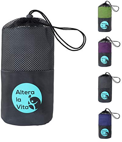 Altera la Vita Hüttenschlafsack modernster Mikrofaser 220x80 cm mit Reißverschluss Kissenfach und Fußöffnung Reise Schlafsack Inlett für Backpacking Camping Hütte Hotel Ultraleicht klein