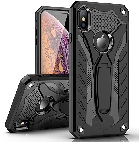 MILAN NICE Phone Case for iPhone XR Heavy Duty Protective Hard Cover Shockproof Certified with Drop Tested with Smartphone Kickstand (Black)