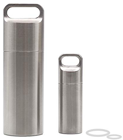 Waterproof Stainless Steel Pill Case Keychain, Durable Travel Pill Box Bottle Holder Tough for Men Purse Pocket Outdoor Emergency Kit