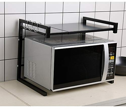 MMD Four à Micro-Rack télescopique Support de Rangement Noir Four Support de Rangement étagères de Cuisine Blanc (Color : Black)