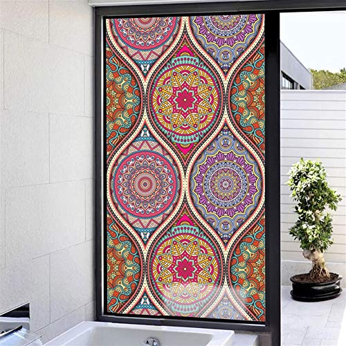 Ommda Fensterfolie Orientalisch Sonnenschutz Hitzeschutz Lichtdurchlässig 3D Lichtblick Fensterfolie Selbstklebend Statisch Klebefolie Ohne Kleber,CM1022-11,45x58cm