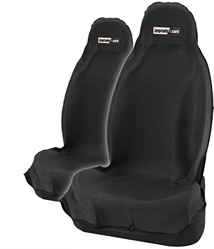 Upgrade4cars 2 x Funda de Asiento Delantero Impermeable para Coche Universal Negro