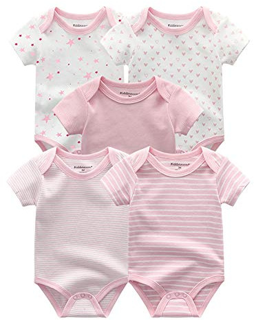 Kiddiezoom - Set di vestiti per bambini, body, pantaloni, cappellini e guantini antigraffio in cotone, 0-3 Mesi