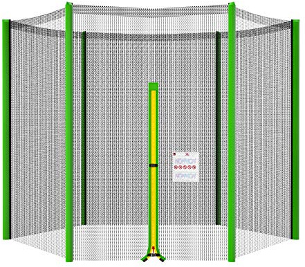 NONMON Sicherheitsnetz Ersatznetz für Trampolin Ø 244 cm 6 Stangen, Grün Gartentrampolin Ersatznetz Netz Außenliegend reißfest UV-beständig einfache Montage Eingangstür mit Reißverschluss