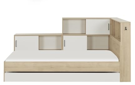 Lit Rangement 90X200 Erwan Couchage Junior 90X200 Châtaignier Naturel