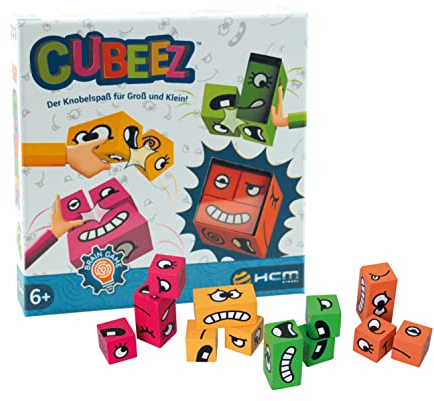 HCM Kinzel - 55171 - Cubeez - Holzwürfel, Brain Teaser Games, Gemeinschaftsspiel, Geschicklichkeitswürfel, Geduldspiel, 1-4 Spieler, ab 6 Jahre, Mehrfarbig
