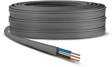 Primes DIY Electric Socket wire cable 2.5mm Twin and Earth Flat Grey PVC Lighting Electric Cable 6242Y electrical Wire BASEC Approved (5 Meter)