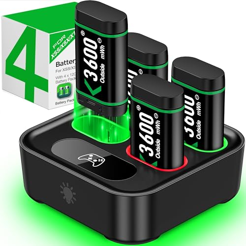 HEYLICOOL Rechargeable Battery Packs for Xbox Series X|S/Xbox One,4X4080mWh Controller Battery Packs, Rechargeable Batteries with Charging Dock for S/X/Elite