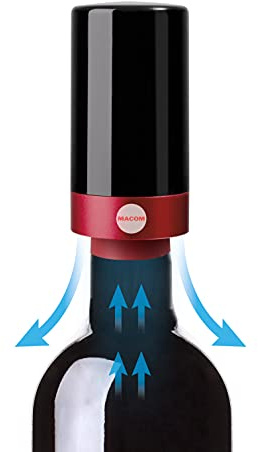 MACOM, Tappo Sottovuoto Automatico per Bottiglie di vino FERMO, ideale anche per olio e succhi di frutta, funziona con 2 batterie AAA non incluse, Just Kitchen 953 Sigiller Wine
