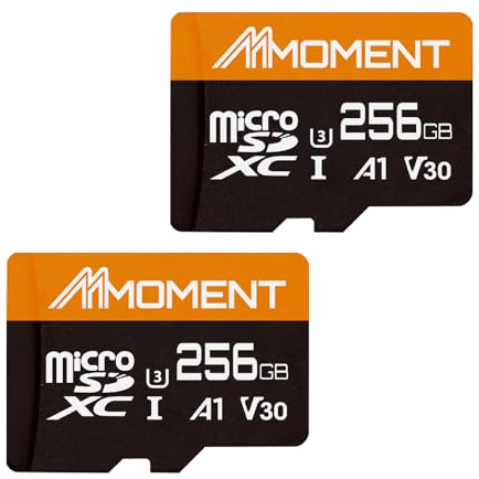 MMOMENT Tarjeta micro SDXC de 256 GB (paquete de 2), compatible con A1, UHS-I, U3, clase 10, velocidad de lectura de hasta 95 MB/s, velocidad de escritura de hasta 65 MB/s, adaptador SD incluido