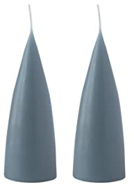 Kunstindustrien® Stumpenkerzen, Hergestellt in Dänemark, 43 Farben verfügbar, Kegel Kerze, Durchgefärbte Stumpenkerze lange Brenndauer von 15 Stunden, Kerzen Deko, 2 Stück, 6,5 x 16cm (Blau Grau)