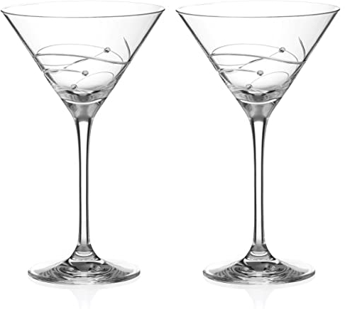 DIAMANTE Swarovski Martini Prosecco - Par de copas de cóctel – espiral – cristal cortado a mano con cristales – caja de regalo