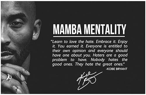 KTGEDH Leinwandbild Kobe Bryant Mit Inspirierenden Worten Movie Star Photo Poster Schwarz-Weiß-Druck Wandkunst Für Living Home Room Decor - Ungerahmt,Mamba Mentality,B,60×90cm