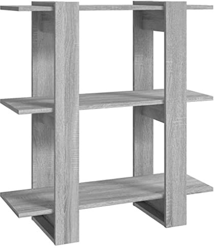 vidaXL Bücherregal Raumteiler Standregal Aktenregal Wandregal Regal Raumtrenner Aufbewahrung Büroregal Mehrzweckregal Grau Sonoma 80x30x87cm
