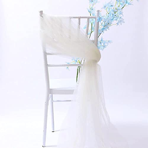 Duories 2 Stück Tüll Stuhlschleifen 150x200cm,Tüll Stuhlhussen Stuhl Schärpe Band Tüll Stuhl Band Schleifenband Stuhl Deko für DIY Handwerk Tutu Rock Hochzeit Weihnachten Party Zeremonie Dekor,Creme