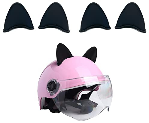 Motorradhelm Dekorative Ohren, Silikon-Katzenohren, Katzenohren Motorradhelm Dekorative, Motorradhelm Dekorative, Motorrad Helm Katzenohren Eckdekoration, Motorradhelm Katze Ohren Aufkleber, Schwarz
