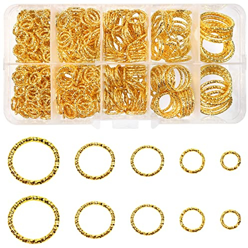 TOAOB - Lote de 600 anillos de salto retorcidos, anillos abiertos para anillos de salto, conectores de juntas tóricas de metal, cadena de enlaces, 8 mm, 10 mm, 12 mm, 15 mm, 20 mm, oro para collar,