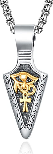 KINGWHYTE Auge des Horus Halskette 925 Sterling Silber Pfeilspitze Anhänger Ägyptischer Schmuck Geschenke für Männer