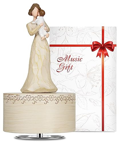 Saeifin Spieluhr für Mütter, Mutter und Baby, geformte Statue, handbemalte Sammelfigur, Weihnachten, Geburtstag, Festival, musikalisches Geschenk, Studio-Dekoration, spielt You are My Sunshine