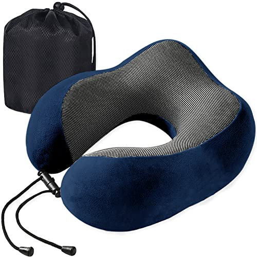 Poligono Cuscino da viaggio in Morbido,Cuscino Collo in Memory Foam Portatile, Compatto e Leggero per il Viaggio,Cuscino Aereo Morbido e Confortevole, Blu